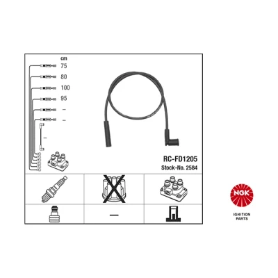 Immagine di NGK 2584 Kit Cavi Accensione 4 FORD: Fiesta 4, KA Hatchback, Mk4