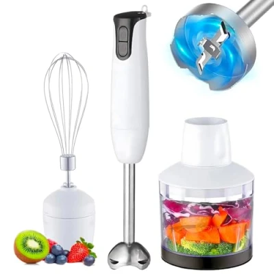 Immagine di Avilia Set Frullatore ad Immersione Multifunzione 500W con Tritatutto e Frusta Elettrica 2 Velocità, Acciaio Inox, Kit Completo per Cucina