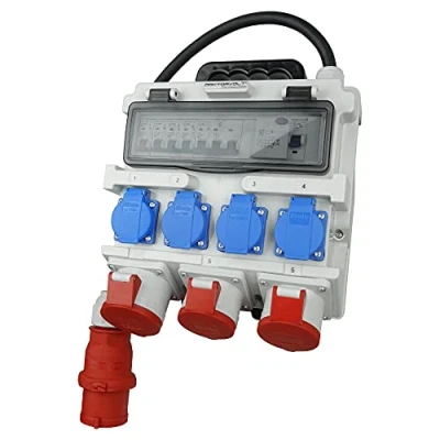 Immagine di Doktorvolt distributore di corrente con prese Bals 4 x 230 V, 2 16 A, 1 32 400 interruttore LS, FI, cavo spina, da parete, sicurezza,