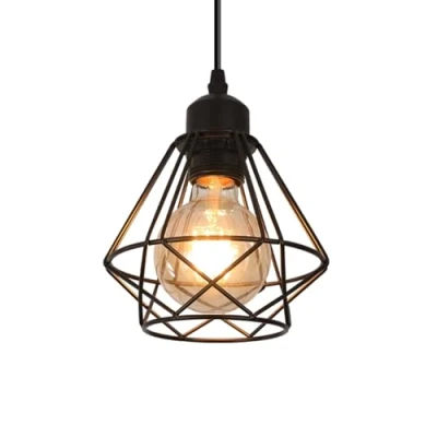 Immagine di Comely Retro Lampada A Sospensione, E27 Nero Vintage Industriale In Metallo Ferro Stile Paralume da Soffitto Regolabile per Sala Pranzo, Cucina, Camera Letto, Soggiorno, Bar