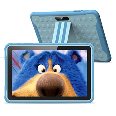 Immagine di PRITOM 10 pollici tablet per bambini, Android 10.3G, telefonico, WiFi 6000 mAh, processore Quad Core, 32GB ROM, schermo IPS HD, bambini con custodia (blu)