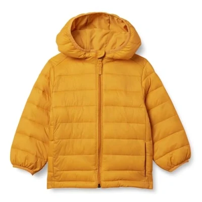 Immagine di Amazon Essentials Piumino Leggero con Cappuccio Impermeabile e Ripiegabile Bambini Ragazzi, Giallo Drato, 11 12 Anni
