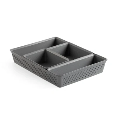 Immagine di Tatay Set di 4 organizer (1 pz Slim + 1 A6 A5 A4) Bohol, in polipropilene, senza BPA, materiale 100% riciclato, grigio antracite