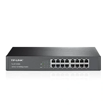 Immagine di TP Link TL SF1016DS Switch Desktop, 16 Porte RJ45 10/100 Mbps, Plug &amp; Play, Tecnologia Green Ethernet, Controllo di Flusso IEEE 802.3x, Struttura in Metallo, Installazione Facile, Facile da Usare