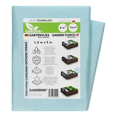 Immagine di GARDENIX® 8 m² Primaverili in Tessuto Non Tessuto, Telo antigelo per Piante, di Alta qualità, Stabilizzazione UV, È immediatamente permeabile all&#039;Acqua (1,6m x 5m)