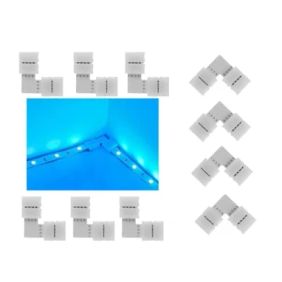 Immagine di ENQIMAOYI connettori LED, a forma di L, 90 gradi, per strisce LED RGB 4 pin, larghezza 8 mm, 3535