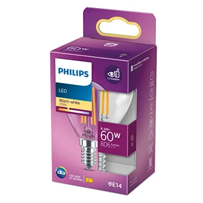 Immagine di Philips Lighting 76229200 LED (monocolore) ERP E (A G) E14 Forma di goccia 6.5 W = 60 Bianco caldo (Ø x L) 4.5 cm 8 1 pz.