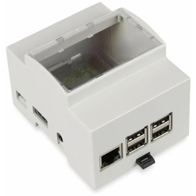 Immagine di Custodia per scheda SBC Joy it rb case+07 Adatto (kit di sviluppo): Raspberry Pi montaggio su guida DIN Grigio