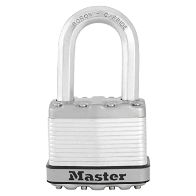 Immagine di MASTER LOCK Lucchetto ad Alta Sicurezza [Chiave] [Acciaio Laminato] [Esterno] [Archetto M] M5EURDLF Ideale per Portali, Garage, Sconto