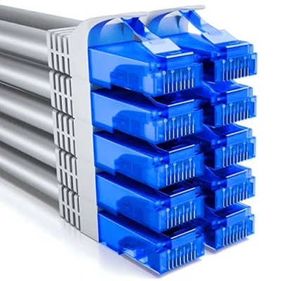 Immagine di deleyCON 10x 2m CAT6 Set di Cavi Rete U UTP RJ45 CAT 6 Cavo Patch LAN Ethernet DSL Switch Router Modem Ripetitore Pannello Grigio