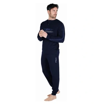 Immagine di AUSTRALIAN Pigiama Lungo Uomo in Caldo Cotone Vari Modelli E Taglie dalla M alla 2XL, Maschile (2XL (52), AI748 Blu)
