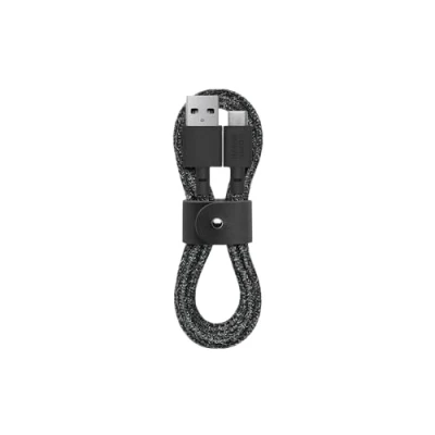 Immagine di Native Union Belt Cable USB C to A Cavo di ricarica ultra resistente da 4 piedi con cinturino in pelle iPhone 15, Samsung Galaxy Z Fold 5, Flip 5 / S23 Ultra, Pixel 7 Pro, iPad Pro (Cosmos)