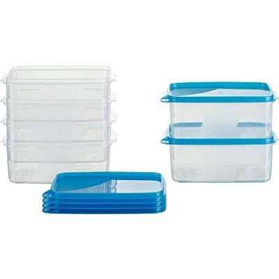 Immagine di MiraHome Contenitore per Alimenti Freezer 15x10x7 cm Blu qualità austriaca (0,75l Rettangolare Alto (6 Pz))