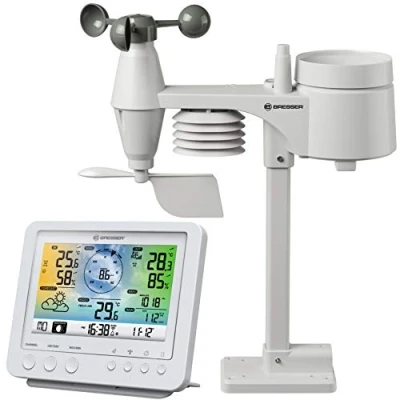 Immagine di Bresser 7002581 Radio Della Stazione Meteorologica con Sensore Esterno Weather Center 5 In 1 Display A Colori Da 5.7 Pollici E Per Temperatura, Bianco