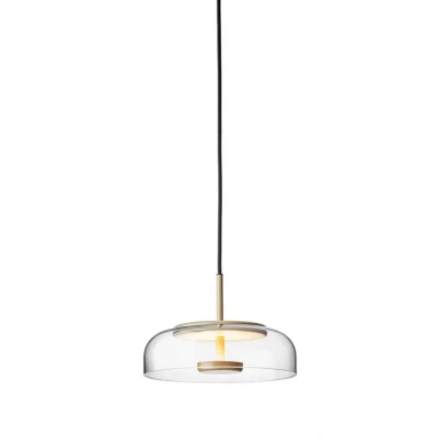 Immagine di Nuura Aps Lampada a sospensione LED Blossi 1, oro / trasparente, Ø 23 cm, vetro