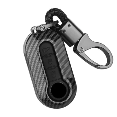 Immagine di OTMIK Custodia per chiave Auto in fibra di carbonio ABS compatibile con Fiat 500 Grande Punto Stilo 500x Panda Ducato Remote Portachiavi