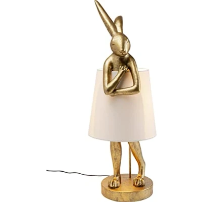 Immagine di KARE Design Lampada da tavolo Animal Rabbit, oro/bianco, elegante coniglietto, sala pranzo, stile elegante, luce indiretta suffusa, 31x31x88cm (A/L/P), lampadina non inclusa