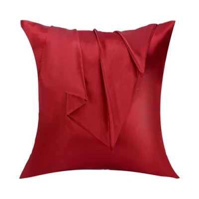 Immagine di Lirex Set di 2 Federe in Raso 40x40cm, Protezione Capelli e Pelle &amp; Antirughe, Chiusura a Busta,(Vino Rosso)