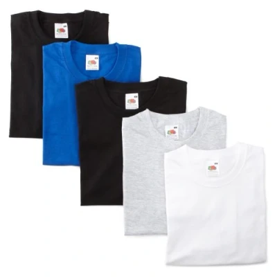Immagine di Fruit of The Loom, Confezione da 5 Magliette Leggere Grau, Royal, Weiss, 2 X Schwarz XL