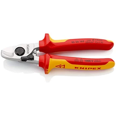 Immagine di Knipex Cesoia per Cavi con Molla di Apertura Cromata, Isolati Manici Rivestiti in Materiale Bicomponente, Collaudati Vde 165 Mm (Confezione Self Service/Blister) 95 26 Sb