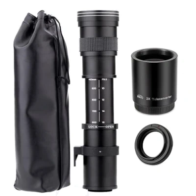 Immagine di JINTU 420 1600mm f/8.3 HD Manuale Teleobiettivo per Nikon D5500, D5600, D7100, D7200, D7500 D500, D600, D610, D700, D750, D800, D810, D810a, D850, D3400, D5000, D5100, D5200, D5300 DSLR