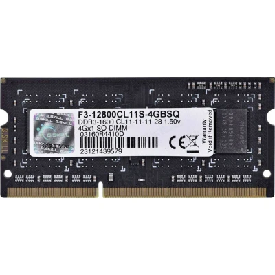 Immagine di G.Skill 4GB DDR3 1600 SQ Modulo memoria Laptop 4 GB 1 x 1066 MHz F3 12800CL11S 4GBSQ