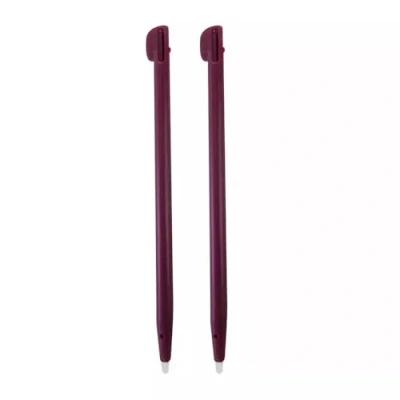 Immagine di 2 penne stilo touch screen di ricambio, colore rosso vinaccia, compatibili con Nintendo DSi XL (NDSi XL)