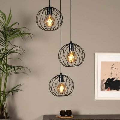 Immagine di Lucide Lampada a sospensione Danza, 3 luci, tonda, nero