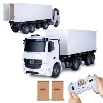 Immagine di Jamara Container Lkw Mercedes Benz Arocs Rimorchio Agganciabile/Sganciabile con Telecomando, Colore Bianco, 405148