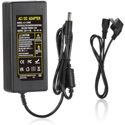 Immagine di Adattatore di alimentazione 24V 6A, Alimentatore LED 100 240V AC/DC trasformatore 5.5mm x 2.1mm DC Output Socket universale 144W
