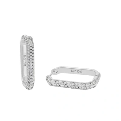 Immagine di JOOP! Orecchini a cerchio da donna in argento Sterling 925, con zirconi sintetici, 2,6 cm, bianchi, forniti una confezione regalo per gioielli, 2038938, Piazza
