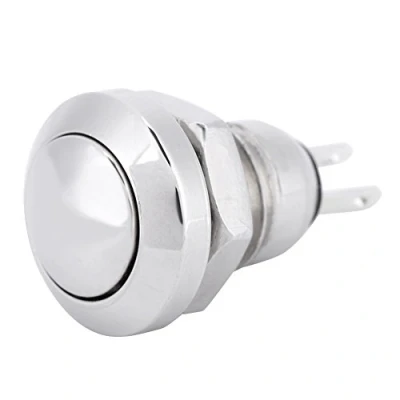 Immagine di Interruttore a Pulsante Momentaneo Keenso, 1A 24V Mini impermeabile argento Cassa in acciaio inossidabile Adatto per foro di fissaggio 8mm ( plated Brass)