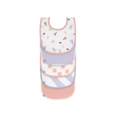 Immagine di LÄSSIG Set di bavaglini per bambini (5 pezzi) con chiusura a velcro in cotone impermeabile/Value Pack Bib Happy Fruits peach pastel lilac