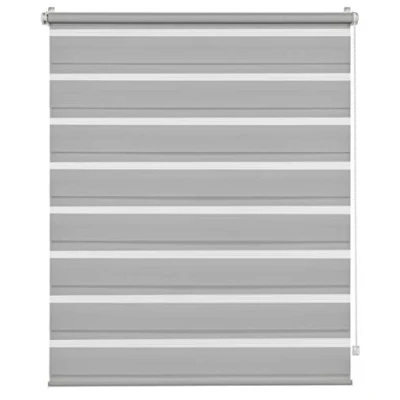 Immagine di Deco Company, Tenda a Rullo Doppia Incastro, Catenella Laterale, Bande Trasparenti e opache, incl. Materiale di Montaggio, Poliestere, Grigio Chiaro, 70 x 150 cm