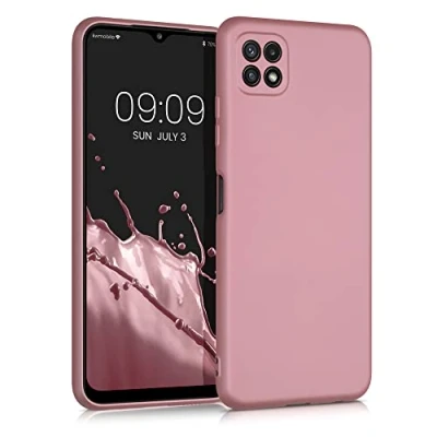 Immagine di kwmobile Custodia Compatibile con Samsung Galaxy A22 5G Cover Back Case Morbida Protezione in Silicone TPU Effetto metallizzato oro rosa