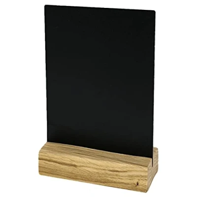Immagine di HMF 46450 Lavagna da tavolo in acrilico con base legno Supporto a T DIN A6 Nero