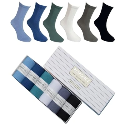 Immagine di Tafluxe Responce 6 paia di calzini in cotone ultra morbido per donne e uomini, traspiranti, resistenti, elastici, colorati, con confezione regalo (tonalità pastello), Blu Bianco Nero, (UK) 7.5 11,