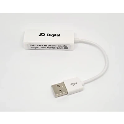 Immagine di Adattatore di rete DM Digital, da USB a RJ45 Ethernet LAN 10/100 Mbps RT8152b, compatibile con laptop, computer e dispositivi 2.0 inclusi Windows 7 11 Vista/XP, Mac OSX, OS X macOS
