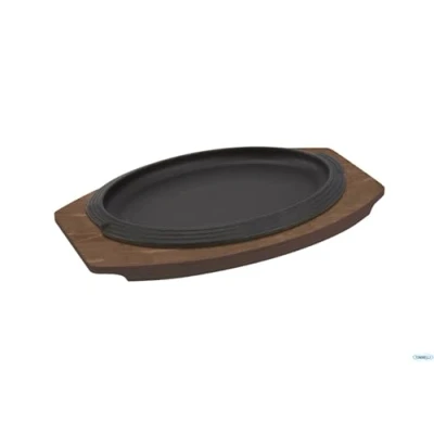 Immagine di ILSA Piatto a Servire, Ghisa, Ovale, Vassoio in Legno, cm 32x22