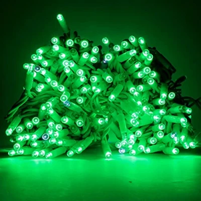 Immagine di Luccika Stringa Catena di luci Natale a LED Professionale, MaxiLed da 8mm, Flash, per Giardini Negozi Bar, Esterno (Verde con Flash Bianco Ghiaccio, 30 Metri 300 LED)