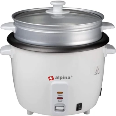 Immagine di alpina BSJ18 ZPDA Cuocere Riso, 1,8 Litri, 700 Watt, con Spia di Controllo del Calore, Colore: Bianco