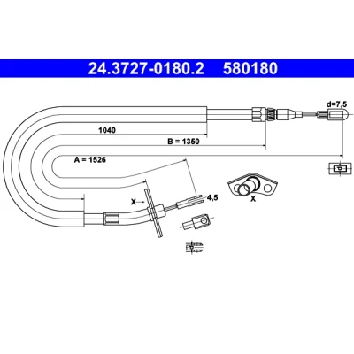 Immagine di ATE 24.3727 0180.2 Cavo Freno 1526mm MERCEDES BENZ: Sprinter 4 T Camion pianale/Telaio, VOLKSWAGEN: LT 28 46 2 Kasten
