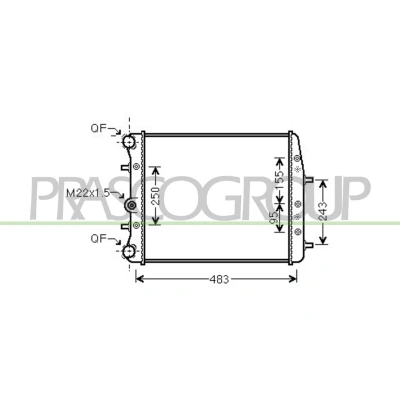 Immagine di PRASCO SK320R001 Radiatore motore Alluminio 430 414 23 con giunti rapidi Alette di raffreddamento montate meccanicamente SEAT: Ibiza 3, 4 ST