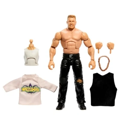 Immagine di Mattel WWE Elite Wrestlemania Pat McAfee, action figure snodata e da collezione, con mani intercambiabili, accessori pezzi Crea un personaggio Nicholas, giocattolo per bambini, 8+ anni, HVJ10