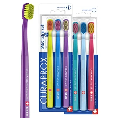 Immagine di Curaprox Set 6 Spazzolini CS 5460 Ultra Soft Spazzolino Manuale per Adulti con Setole CUREN Soft, Confezione da 6, Colori Assortiti