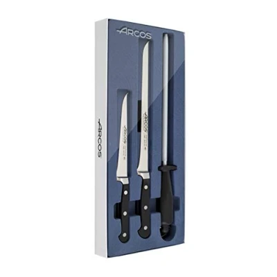 Immagine di Arcos Clasica Set di Prosciutto 3 pezzi Acciaio Inossidabile Forgiato Manico POM Colore Nero
