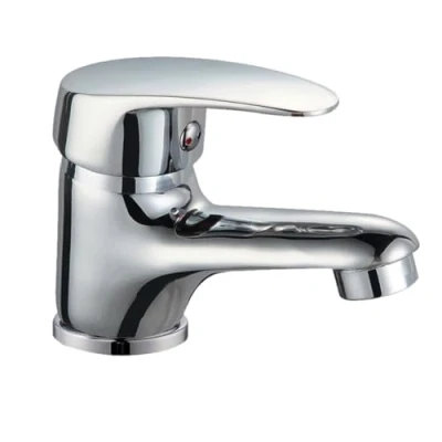 Immagine di INGUZ Linea Viggo rubinetto per lavabo durevole con aeratore, a risparmio d&#039;acqua, monocomando lavabo, miscelatore acqua fredda e calda, in metallo resistente. (CROMO)