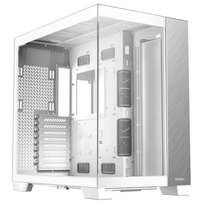 Immagine di Antec C8 Alluminio Bianco, Ventole non incluse, Pannello frontale in alluminio, Layout a doppia camera, Tipo C, Supporto radiatore 360mm, Pannelli frontali e laterali TG senza cuciture, Compatibile