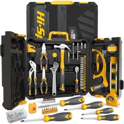 Immagine di Hi Spec Set Di Attrezzi Da 113 Pezzi Per La Casa E il Garage. Un Completo Popolari Strumenti Manuali Fai Te Riparazioni Manutenzioni Generali, In Officina