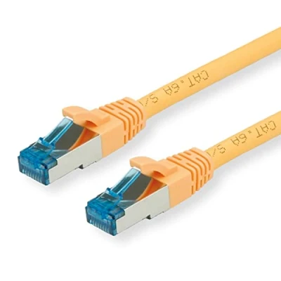 Immagine di Value 21.99.1937 RJ45 cavo di rete, patch CAT 6A S/FTP 10.00 m Giallo doppia schermatura, Privo alogeni, Ritardante fiamma 1 pz.